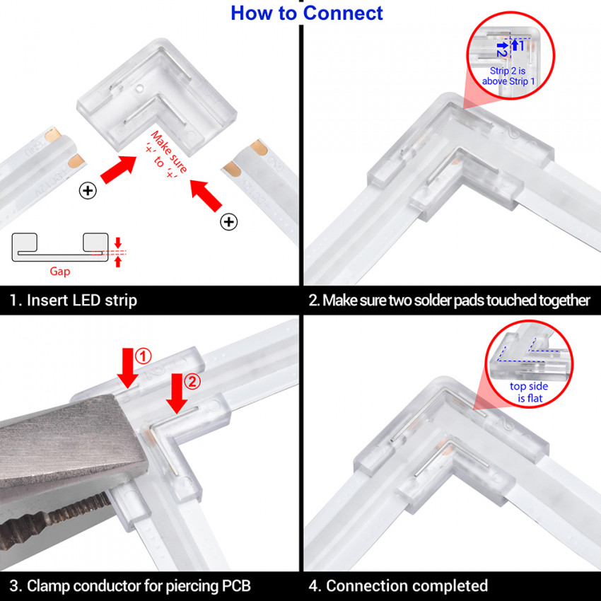 Conector De Hipop Tamo Para Tira Led Ancho Mm Ip Efectoled