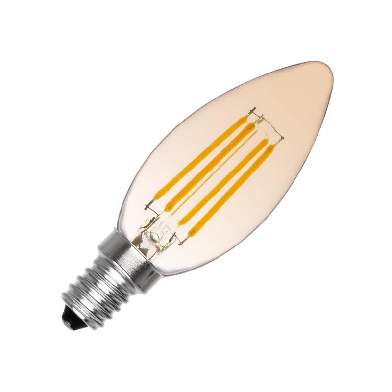 Producto de Bombilla Filamento LED E14 6W 600 lm Regulable C35 Vela Gold