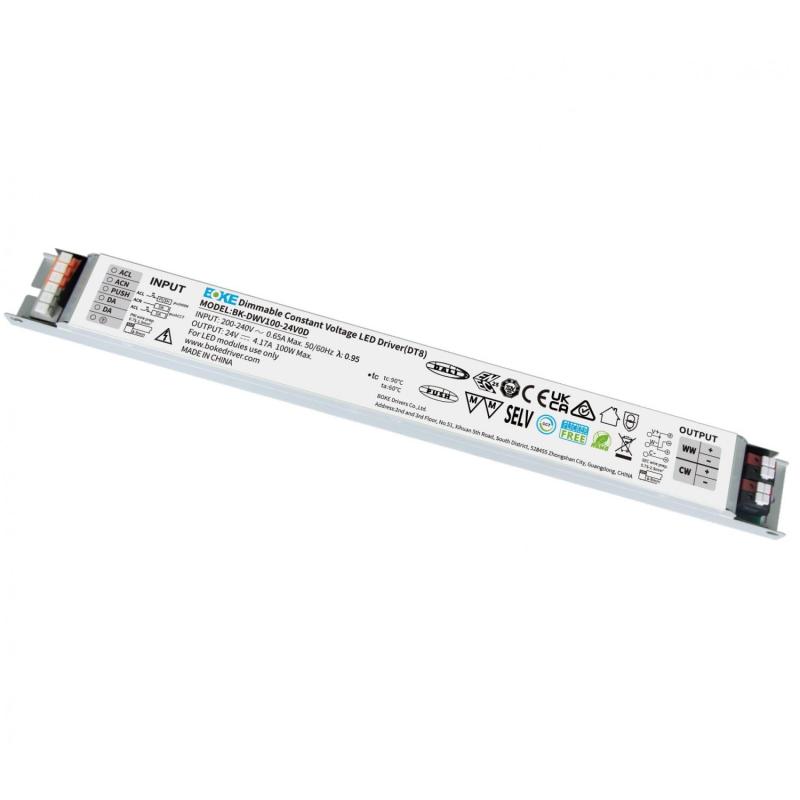 Produto de Fonte de Alimentação BOKE Regulável DALI/PUSH CCT 24V DC 150W 6.25A BK-DWV150