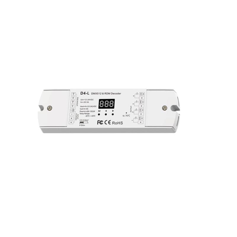 Producto de Decodificador DMX512 & RDM 12-24V DC CCT/RGB/RGBW 4 Canales