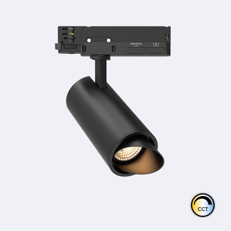 Producto de Foco Carril LED Trifásico 30W Fasano Cilindro Bisel CCT No Flicker Regulable DALI Negro