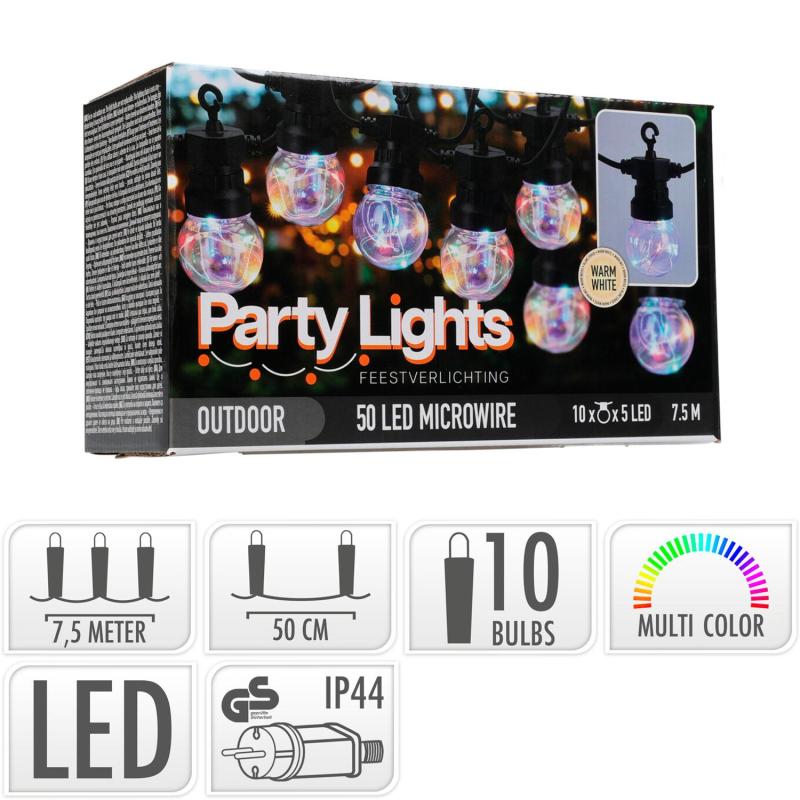 Produto de Grinalda Exterior LED RGB 10 Lâmpadas Mariola 7,5m