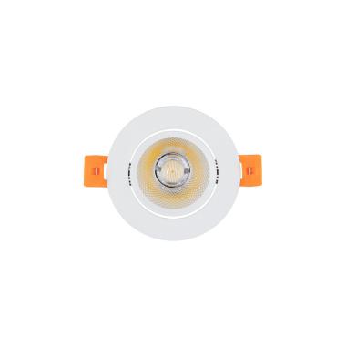 Produto de Foco Downlight LED 7W Regulável COB Direccionável Circular Branco Corte Ø 70 mm 