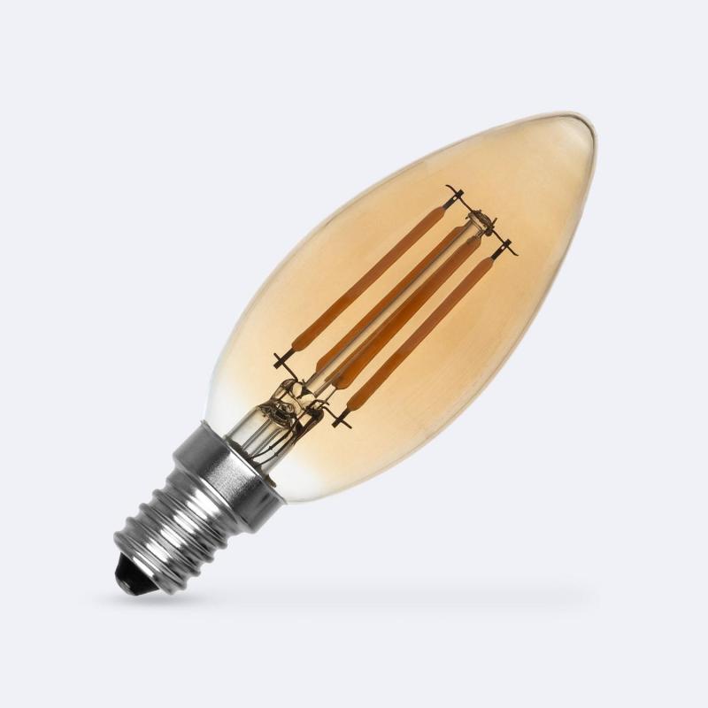 Producto de Bombilla Filamento LED E14 4W 470 lm C35 Vela Gold