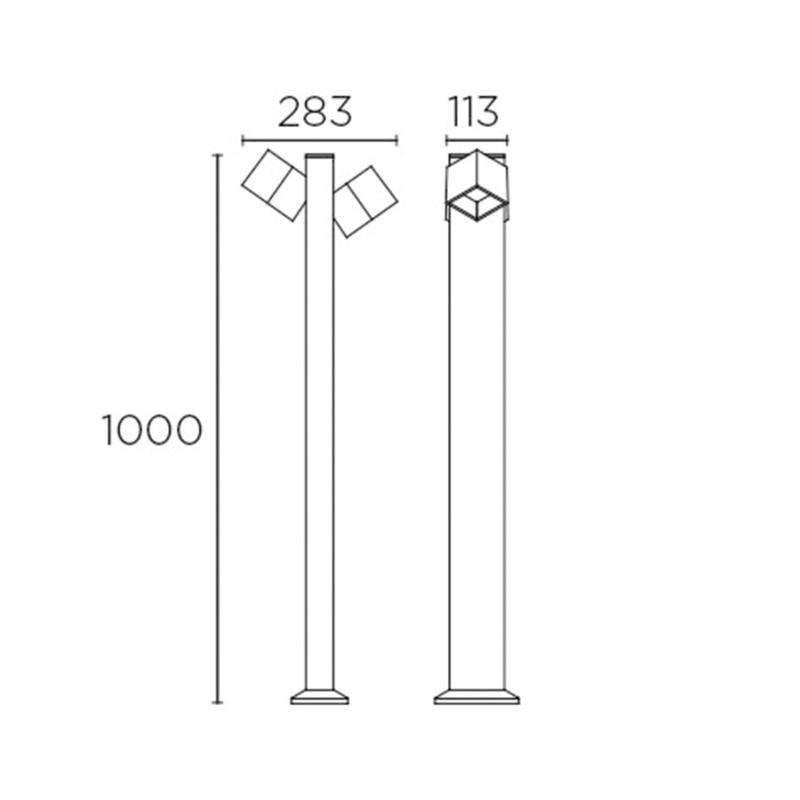 Producto de Baliza Exterior LED 22W Superficie Pie 100cm Cubus Bollard LEDS-C4 55-9944-Z5-CL