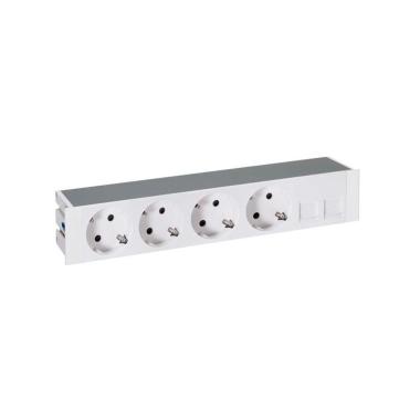 Kit Empotrable 4 bases de Enchufe Schuko y Placa para 2 Conectores RJ45 ...