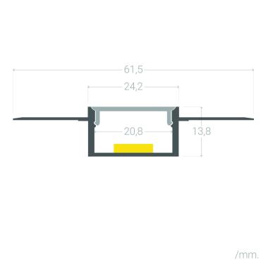 Produto de Perfil de Alumínio Integração em Gesso/Pladur para Fita Dupla LED Até 20mm