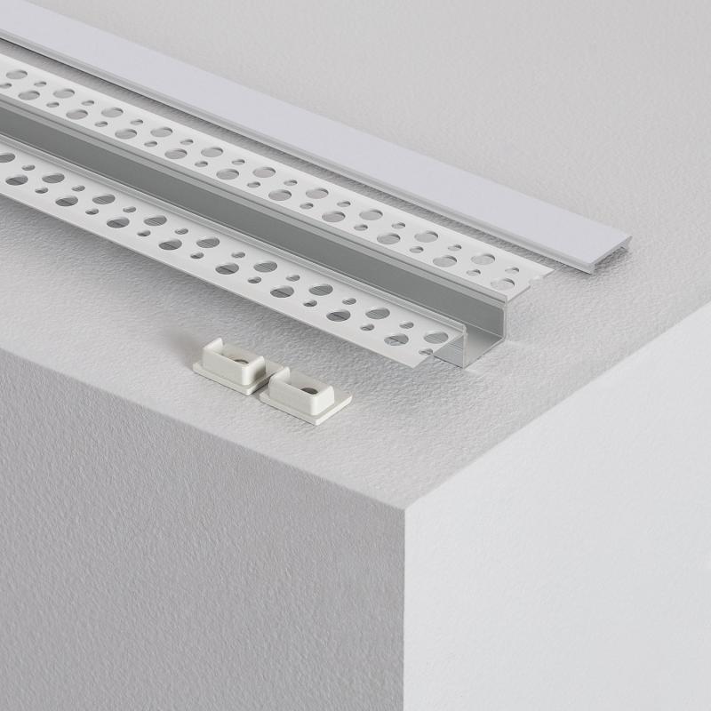 Produto de Perfil de Alumínio com Tampa Contínua Integração em Gesso/Pladur para Fita LED Até 15mm