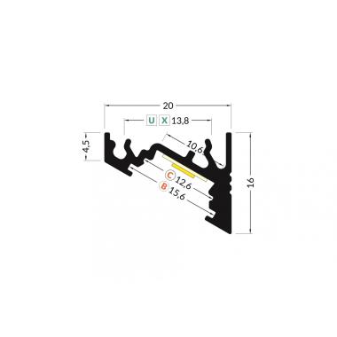 Producto de Perfil de Aluminio Esquina Variable 1m para Tiras LED hasta 10 mm