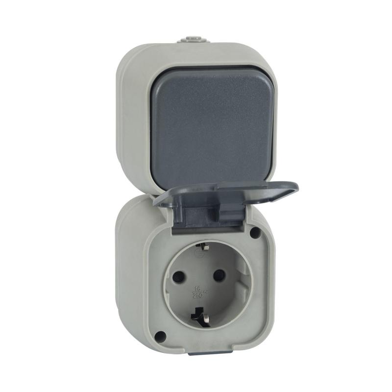 Produto de Interruptor Simples Conmutado e Tomada tipo F Schuko IP54 