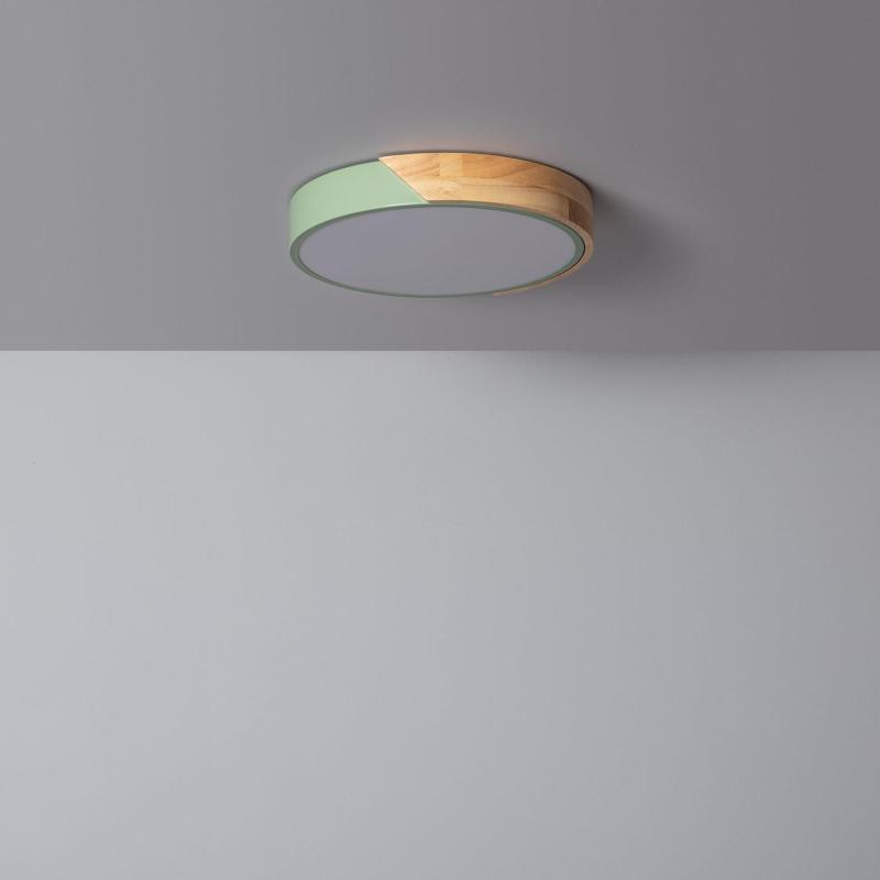 Producto de Plafón LED 18W Circular Madera Ø320 mm CCT Seleccionable Semi-Dari 