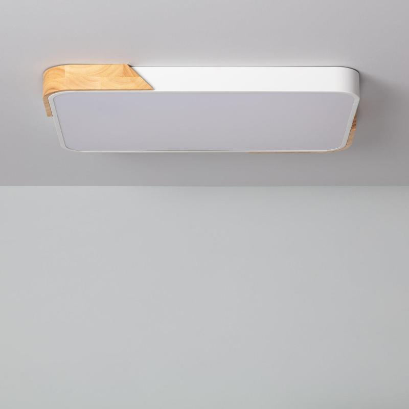 Producto de Plafón LED 30W Rectangular Madera y Metal 625x425 mm CCT Seleccionable Semi-Dari 