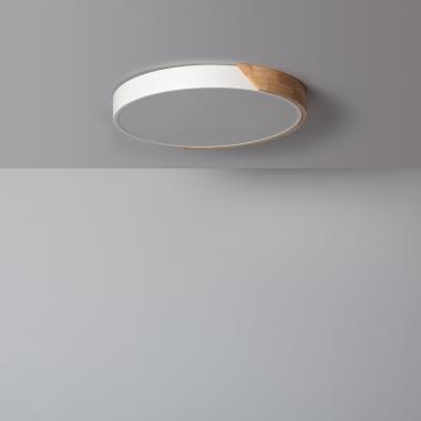 Produto de Plafón LED 24W Circular Madeira CCT Selecionável Ø418 mm Semi-Dari 