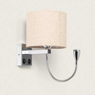 Candeeiro de Parede com Luz de Leitura 2.5W Metal Silver-Kianga Bege