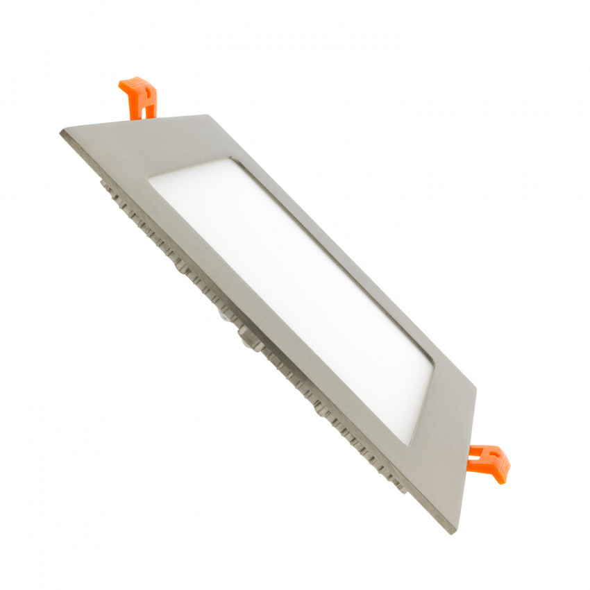 Placa LED Quadrada SuperSlim 12W Moldura Prata