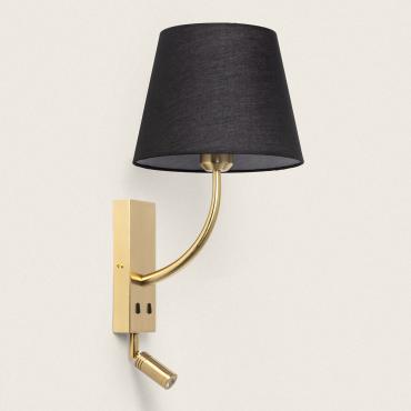 Candeeiro de Parede com Luz de Leitura 2.5W Metal Gold-Teylo Conne M
