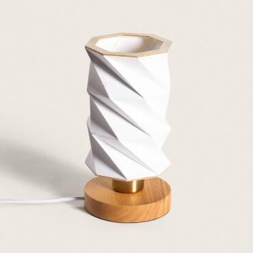 Candeeiro de Mesa Madeira Hiva Branco