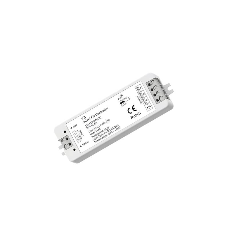 Producto de Controlador Regulador LED 12/24V DC para Tira LED Monocolor/CCT/RGB compatible con Mando RF