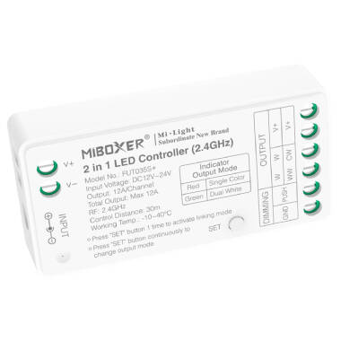 Controlador Regulador LED Monocor /CCT 12/24V DC MiBoxer FUT035S+ Compatível com Pulsador