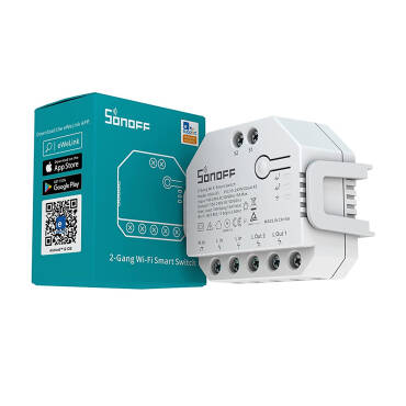 Interruptor WiFi Medidor de Energia Compatível com Interruptor Convencional SONOFF Dual R3 15A Branco
