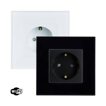 Tomate Tipo F Schuko Wifi Com Moldura de Cristal Modern Preto