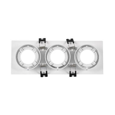 Producto de Aro Downlight Cuadrado Basculante para tres Bombillas LED GU10 / GU5.3 Corte 75x235 mm