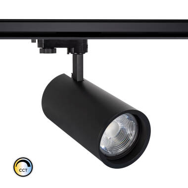 Foco LED New D'Angelo Preto 30W CCT LIFUD com Óptica Variável para Carril Trifásico
