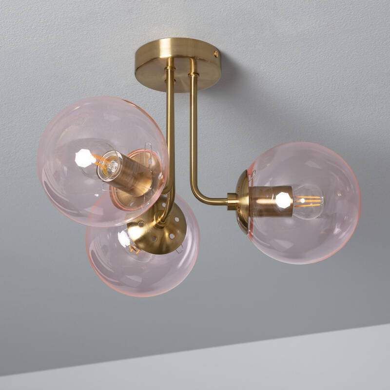 Producto de Lámpara de Techo Metal y Cristal Moonlight Brass 3 Focos