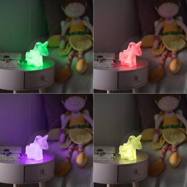 Producto de Luz Quitamiedos LED Infantil Unicornio RGB a Pilas