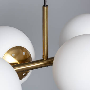 Produto de Candeeiro Suspenso Metal e Vidro Moonlight Brass 6 Focos