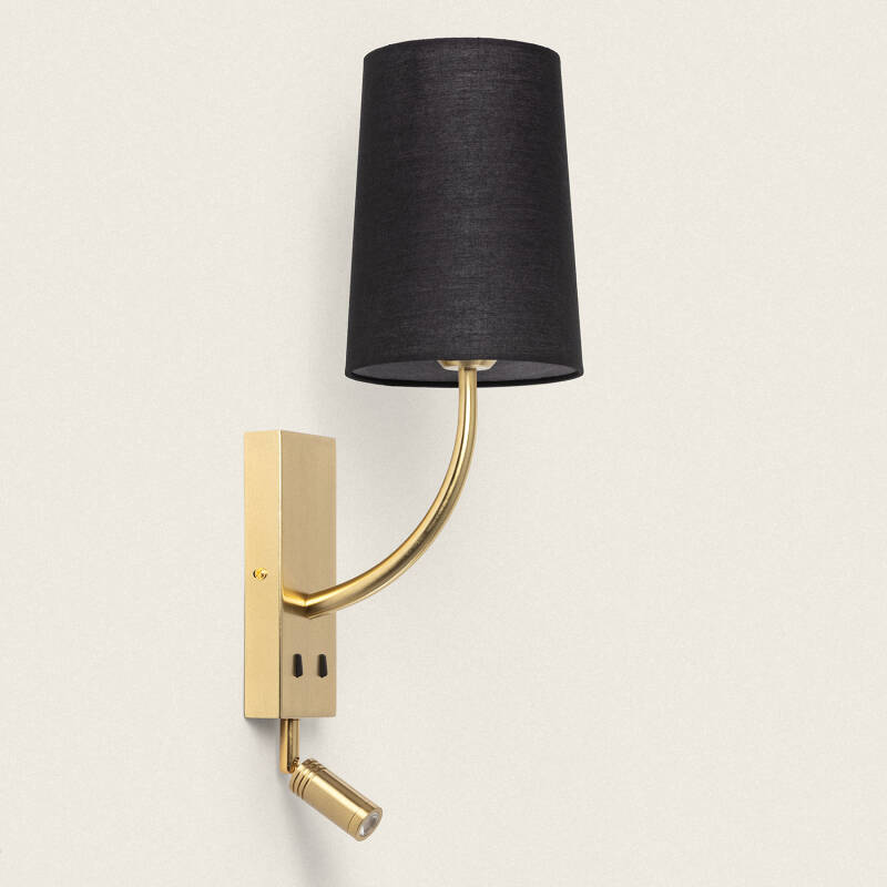 Producto de Lámpara de Pared con Luz de Lectura 2.5W Metal Gold-Teylo Conne