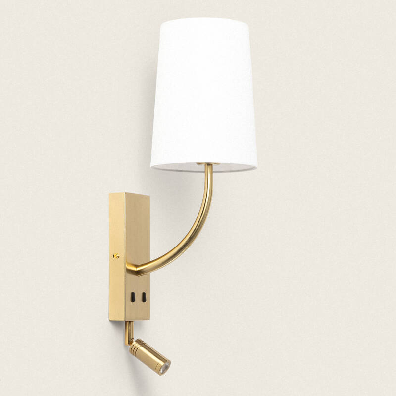 Producto de Lámpara de Pared con Luz de Lectura 2.5W Metal Gold-Teylo Conne