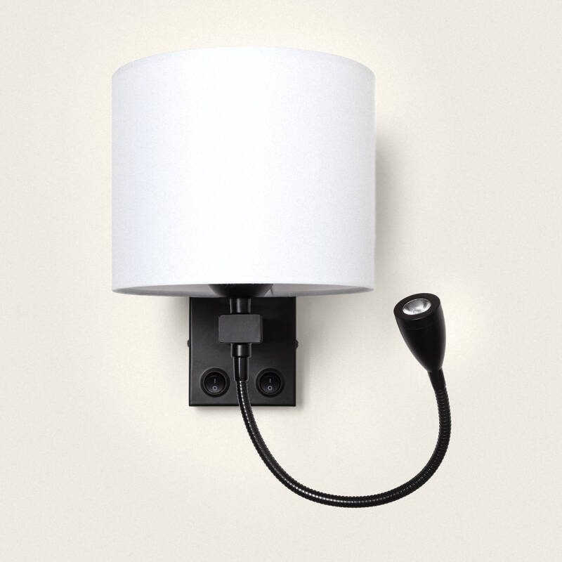 Producto de Lámpara de Pared con Luz de Lectura 2.5W Metal Black-Kianga