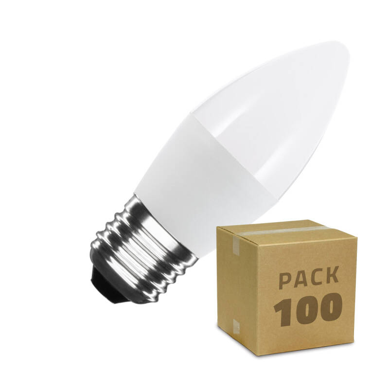 Produto de Caixa de 100 lâmpadas LED E27 C37 5W Branco Frio