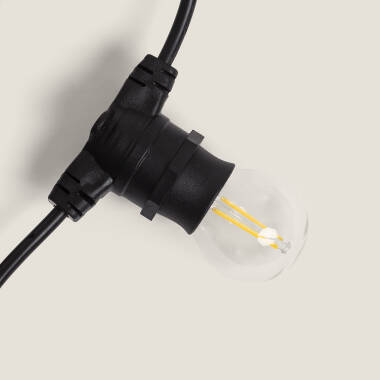 Producto de Kit Guirnalda Luces Exterior IP44 10m Negro + 10 Bombillas Filamento LED B22 2W G45