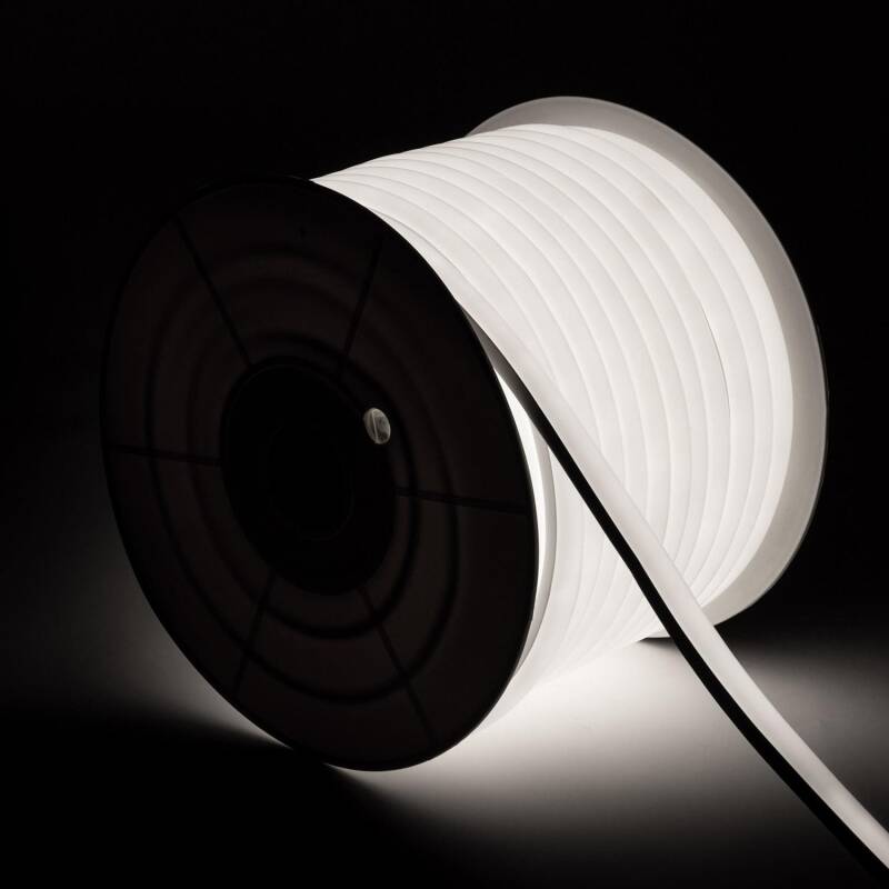 Produto de Rolo Neon LED 7,5 W/m Regulável 220V AC 120 LED/m 50m Semicircular 180º Branco Frio IP67 Corte Cada 100 cm