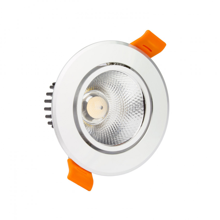 Foco Downlight LED 12W COB Direccionável Circular Prata Corte Ø 90 mm No Flicker