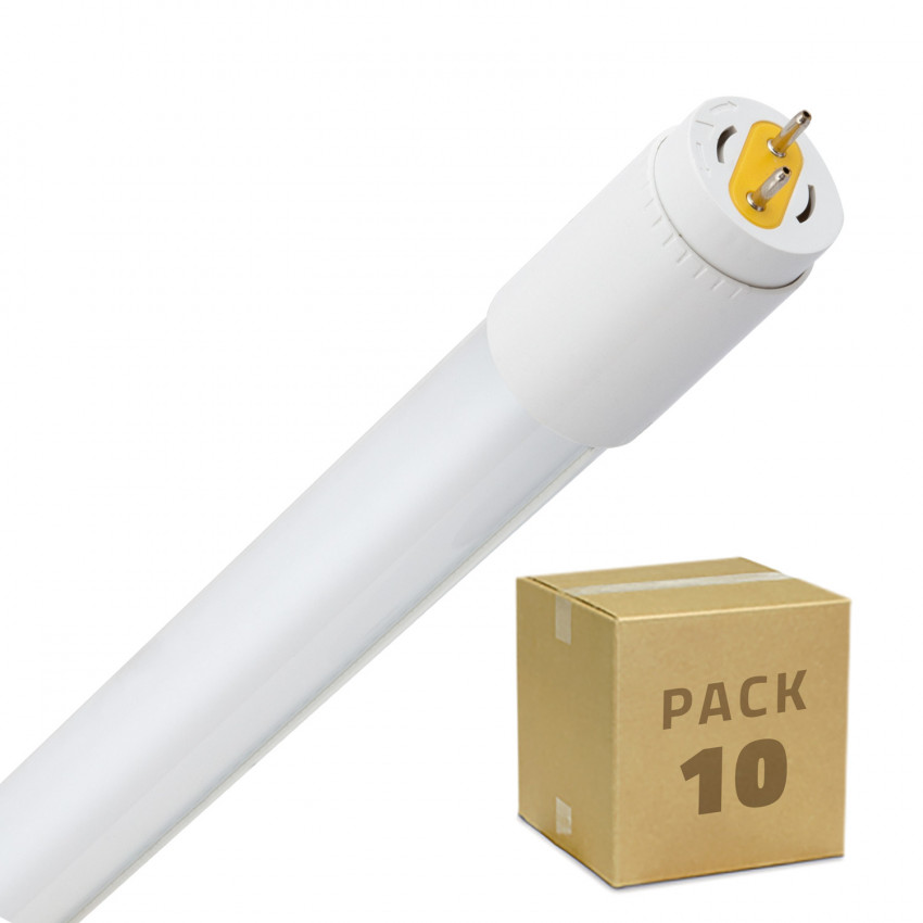 Pack Tubos LED T8 Cristal 600mm Conexión Un Lateral  9W 160lm/W (10 un) 