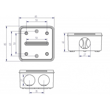 Producto de Caja de Empalme y Derivación Estanca de Superficie IP54 85x85x45 mm