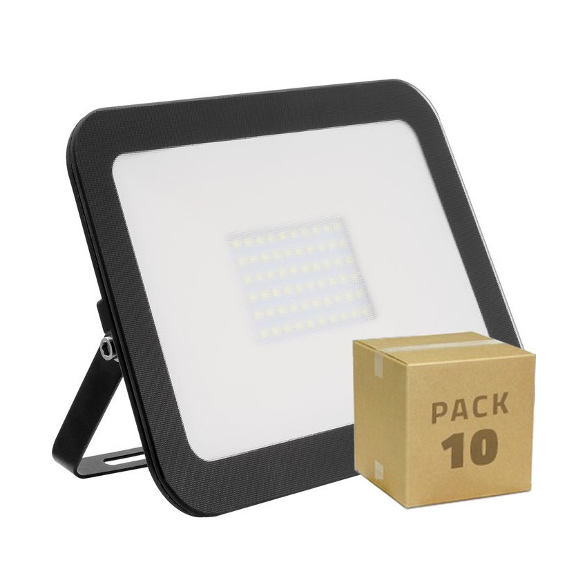 Pack Foco LED Slim Cristal 50W Negro (10x12.99€)