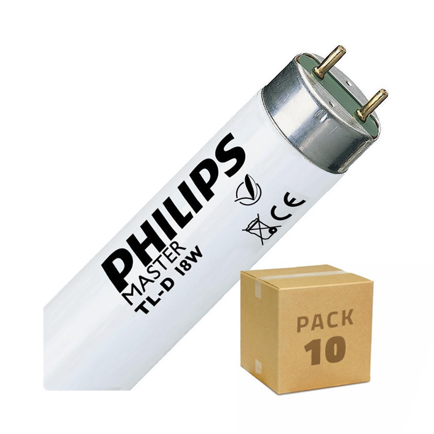 Pack Tubo Fluorescente Regulável PHILIPS T8 60 cm Conexão Bi-Lateral 18W (10 un)