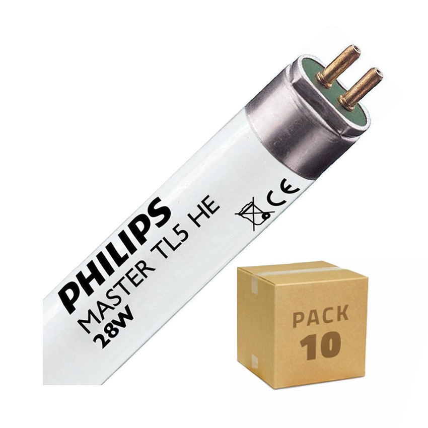 Pack Tubo Fluorescente Regulable PHILIPS T5 HE 115 cm Conexión dos Laterales 28W (10 un) 