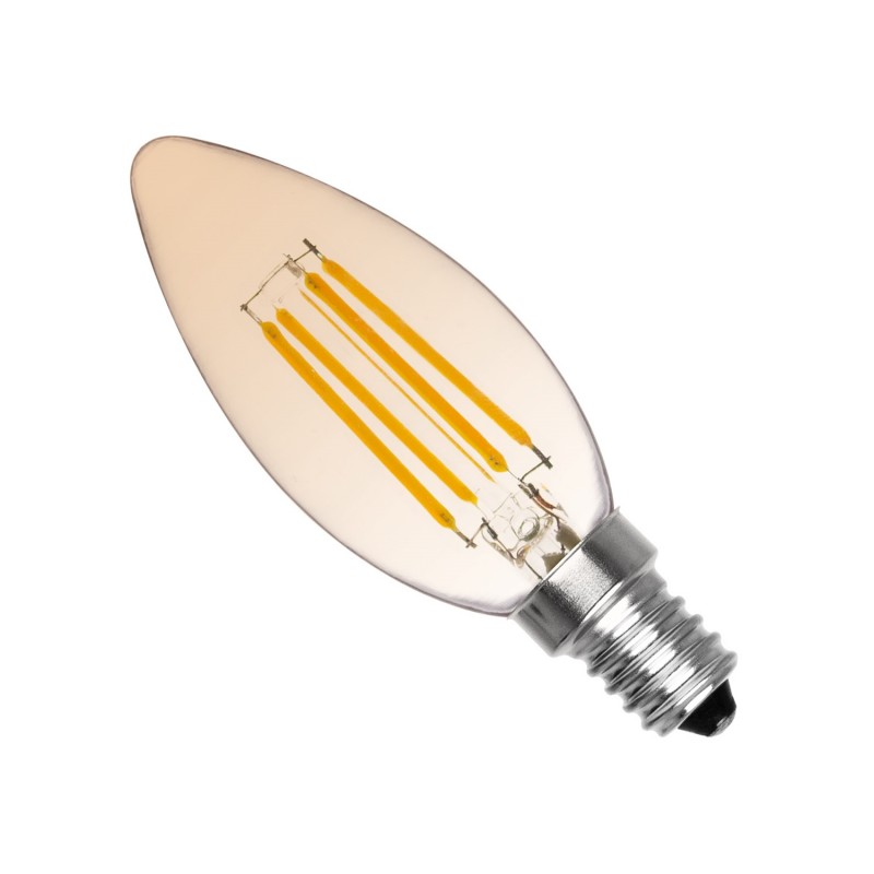 Bombilla Filamento LED E14 3.5W 300 lm C35 Regulable Vela Gold
