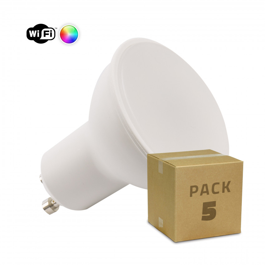 Pack 5 Bombillas LED RGBW WiFi GU10 Regulable 4W 