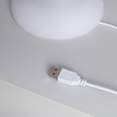 Lámpara de mesa recargable USB LED Lil 3W con base en acabado madera H16cm