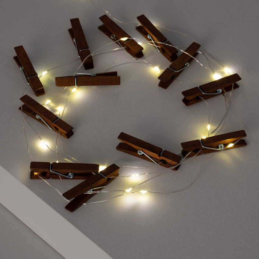 Guirnalda LED con Pinzas de Madera 1.2m