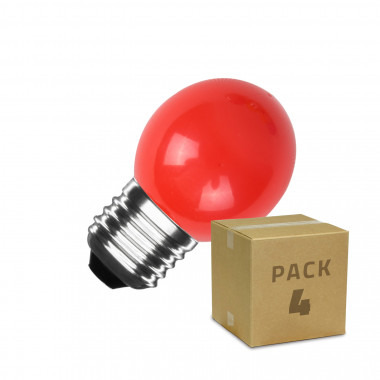 Producto de Pack 4 Bombillas LED E27 3W 300 lm G45 Rojas