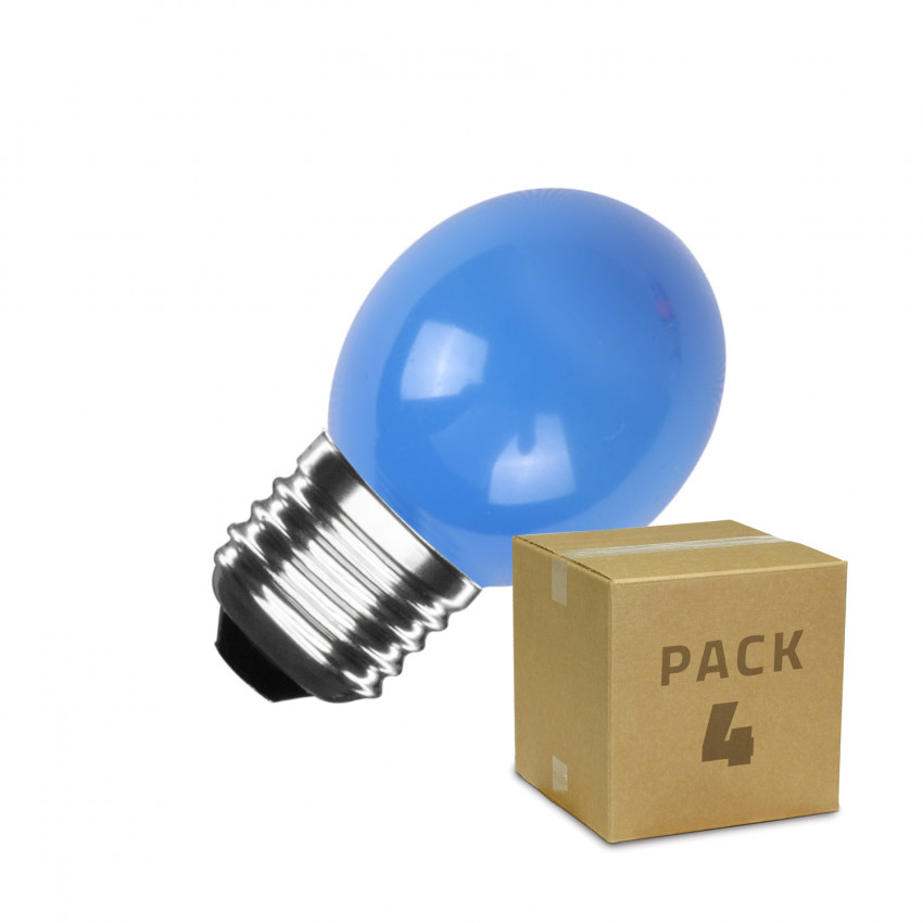 Producto de Pack 4 Bombillas LED E27 3W 300 lm G45 Azul