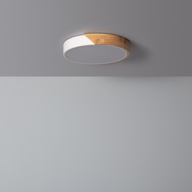 Plafon LED 18W Circular Madeira Ø320 mm CCT Selecionável Semi-Dari