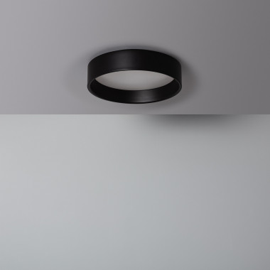 Plafon LED 15W Circular Metal Ø350 mm CCT Selecionável Preto Design